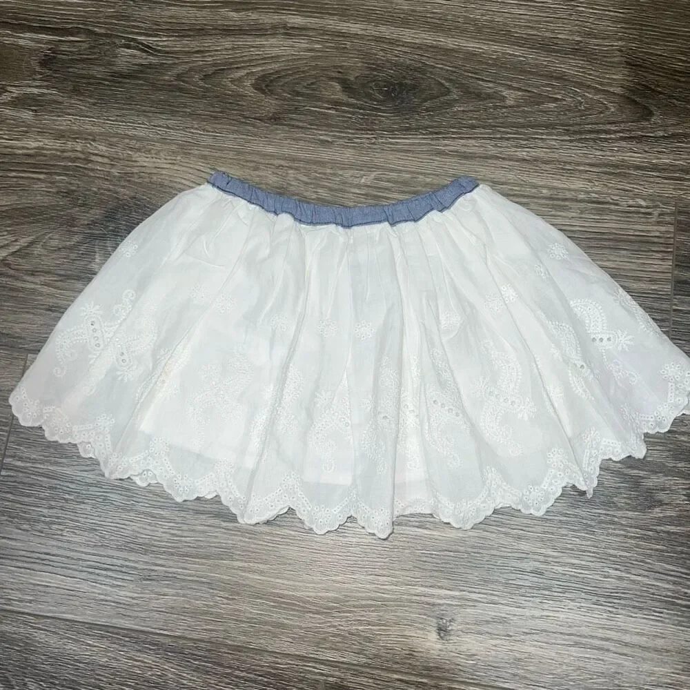 🏈 Oshkosh Eyelet Skirt - Toddler Girl- blue chambray